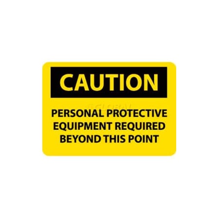 National Marker Co OSHA Sign, Caution Personal Protective Equipment Required Beyond This Point, 10in X 14in, Yw/Blk C395PB